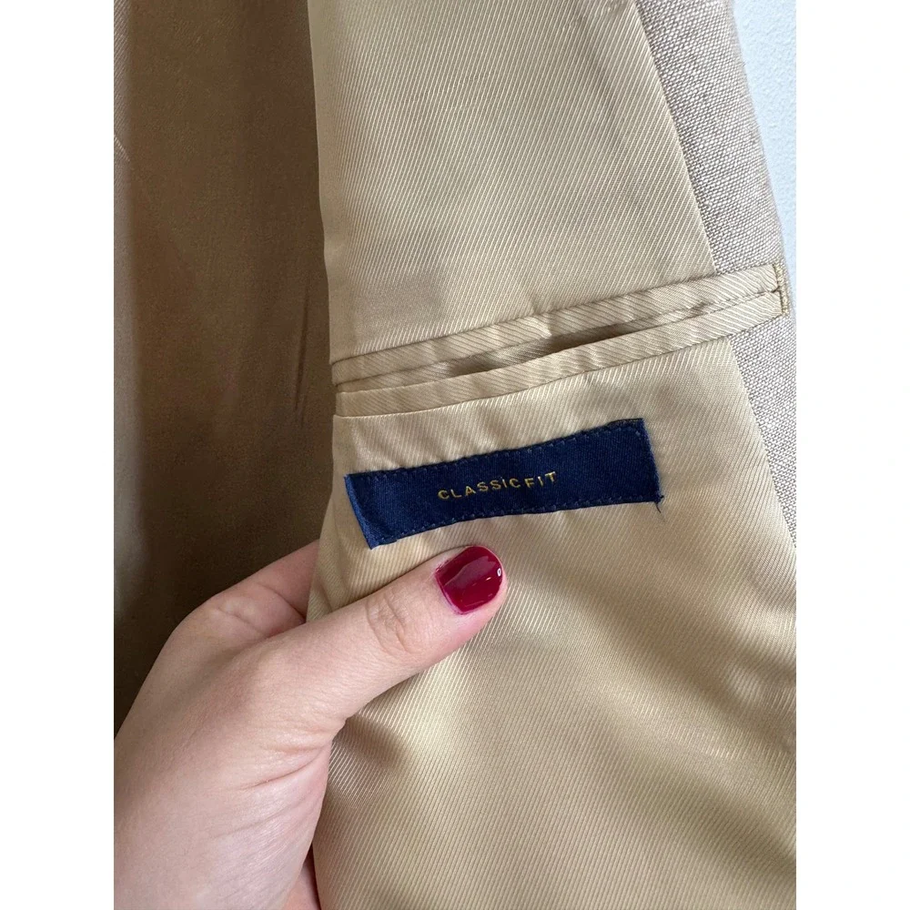 Stafford‎ Tan Linen Blend Classic Fit Sport Coat Size 48 Regular